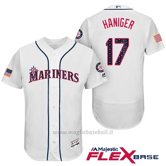 Maglia Baseball Uomo Seattle Mariners 2017 Estrellas y Rayas Mitch Haniger Bianco Flex Base